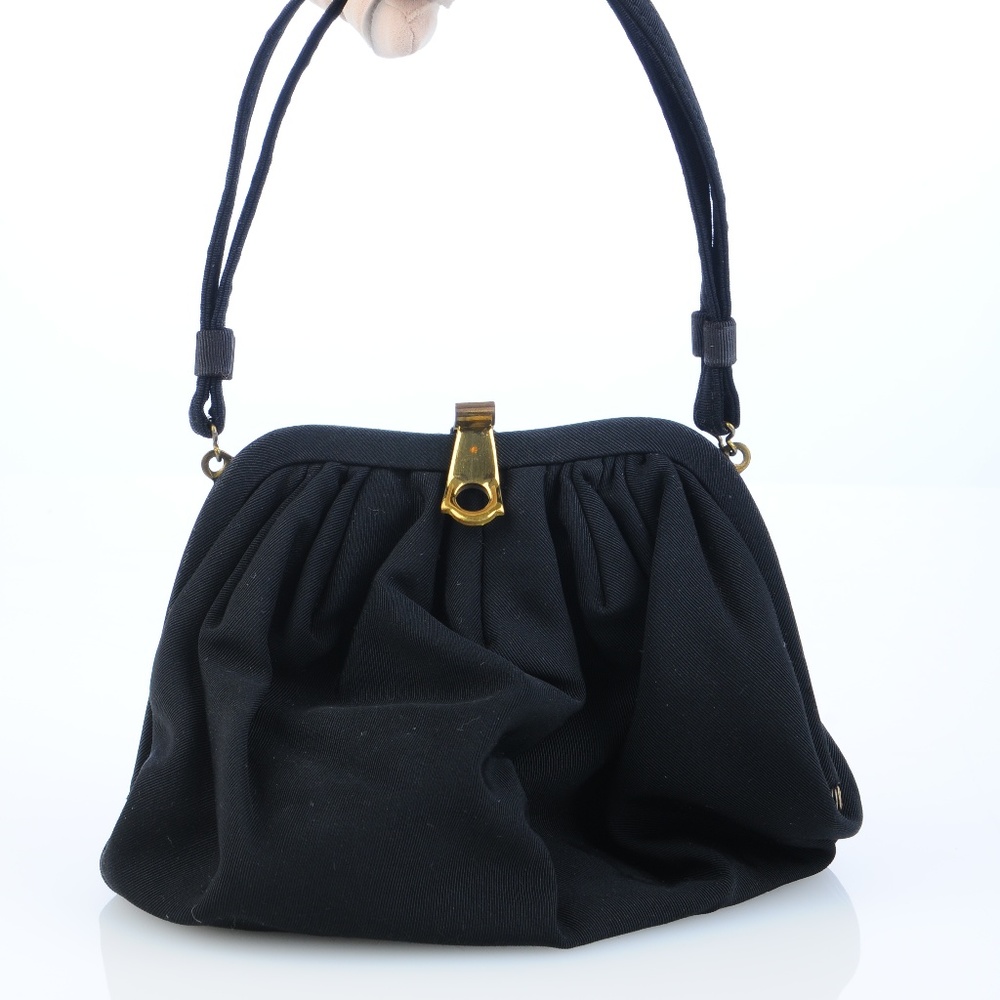 Vintage Black Pleated Satin Purse by Harry Levine
